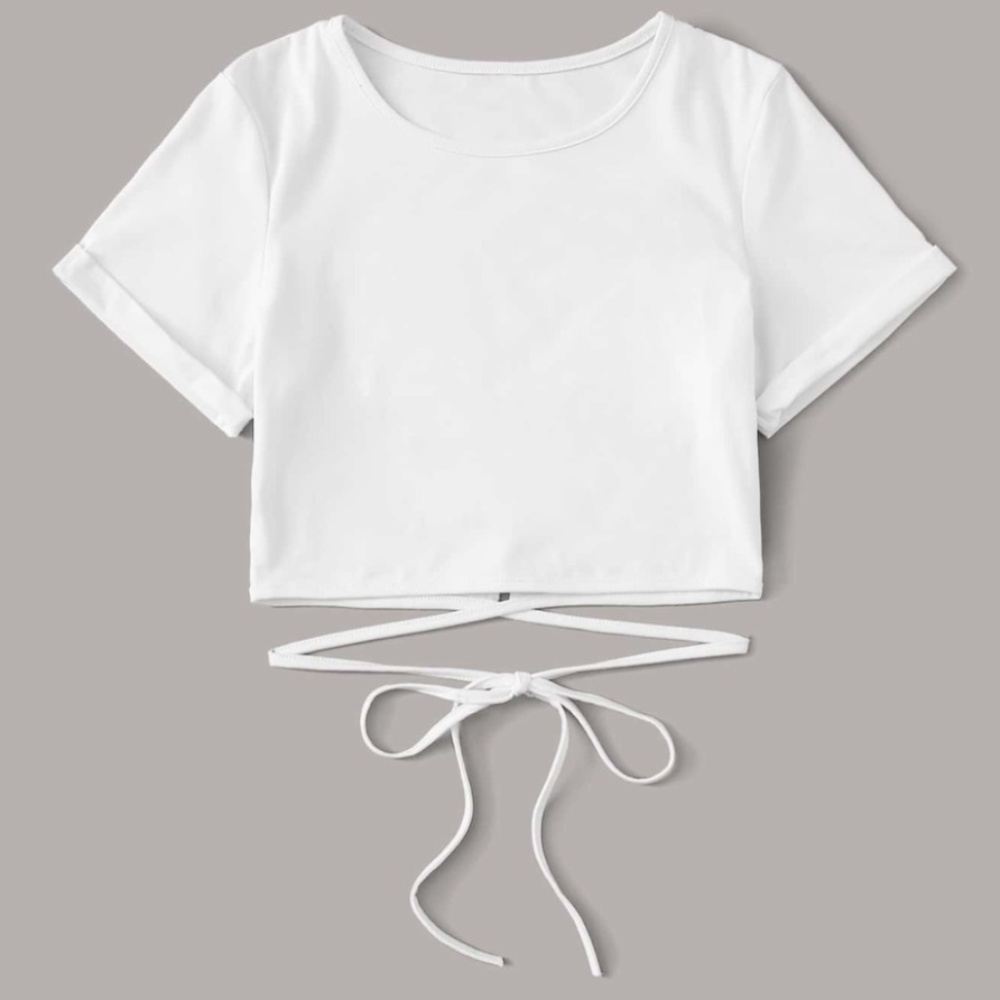 S White Criss Cross Tie Front Tee